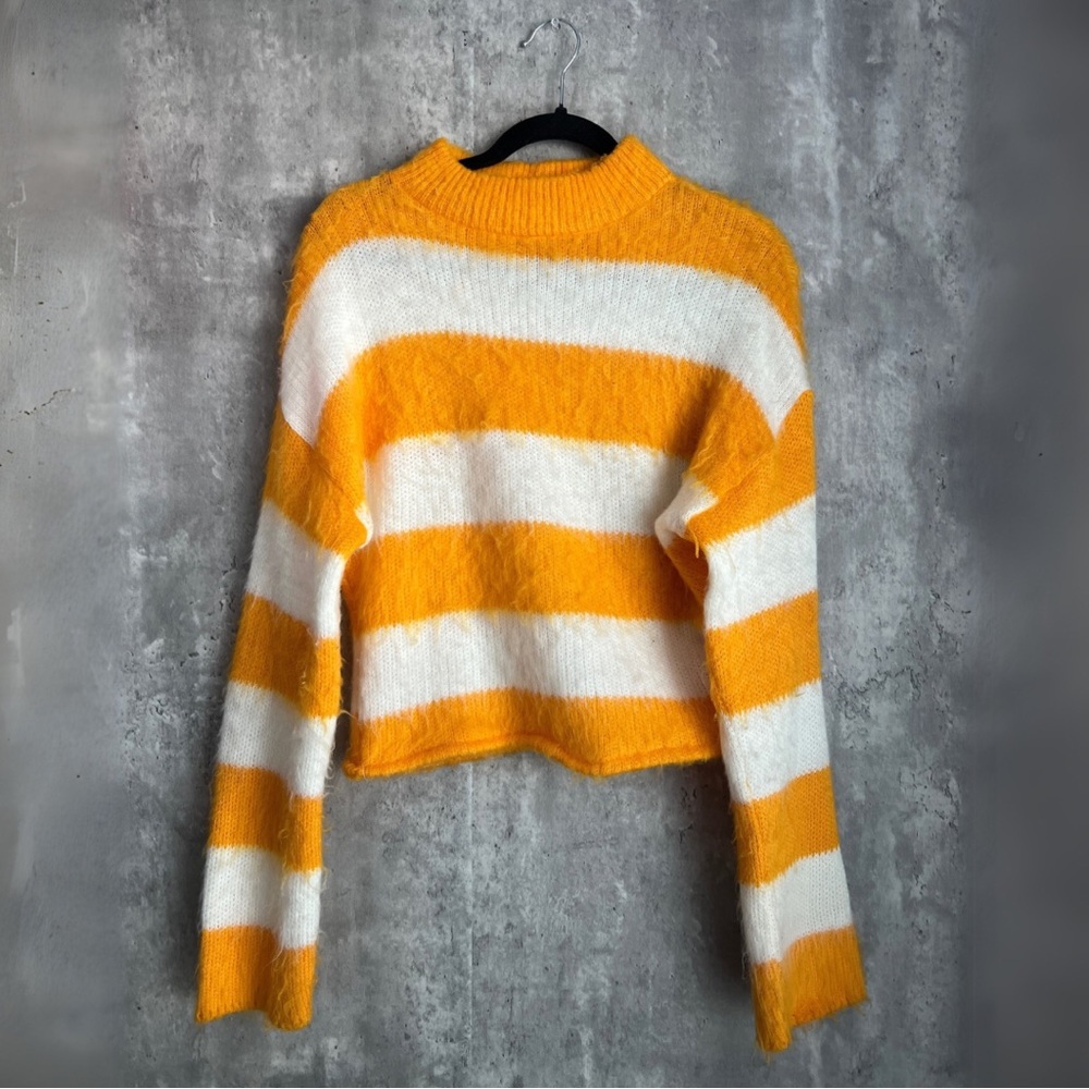 Abound Orange & White Striped Sweater Size L